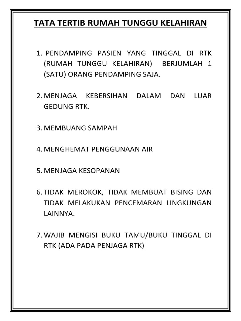 Detail Contoh Tata Tertib Rumah Nomer 2