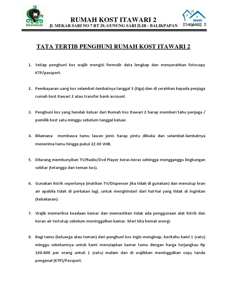 Detail Contoh Tata Tertib Rumah Nomer 42