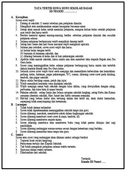 Detail Contoh Tata Tertib Sekolah Nomer 11