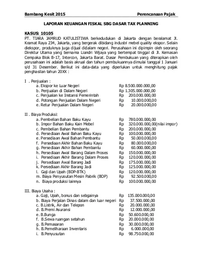 Detail Contoh Tax Planning Nomer 11
