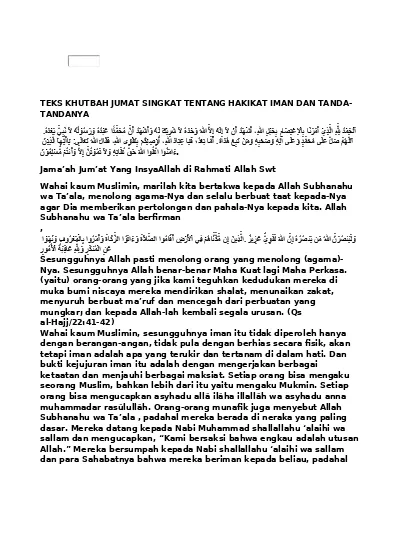 Detail Contoh Teks Khutbah Jumat Singkat Nomer 21