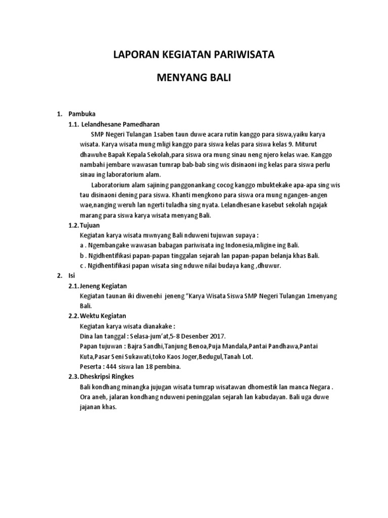 Detail Contoh Teks Laporan Kegiatan Nomer 19