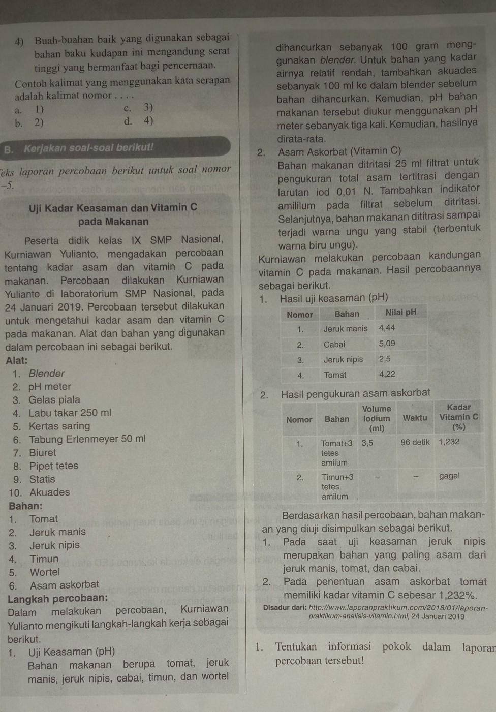 Detail Contoh Teks Laporan Percobaan Tentang Makanan Dan Minuman Nomer 47