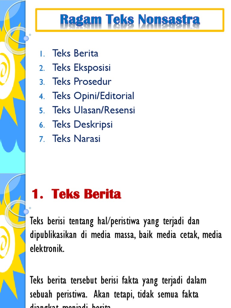 Detail Contoh Teks Nonsastra Nomer 9