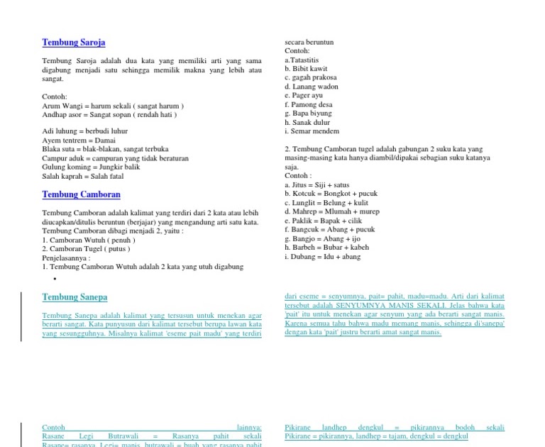 Detail Contoh Tembung Camboran Nomer 7