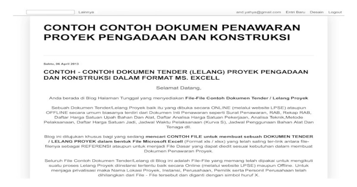 Detail Contoh Tender Proyek Nomer 26