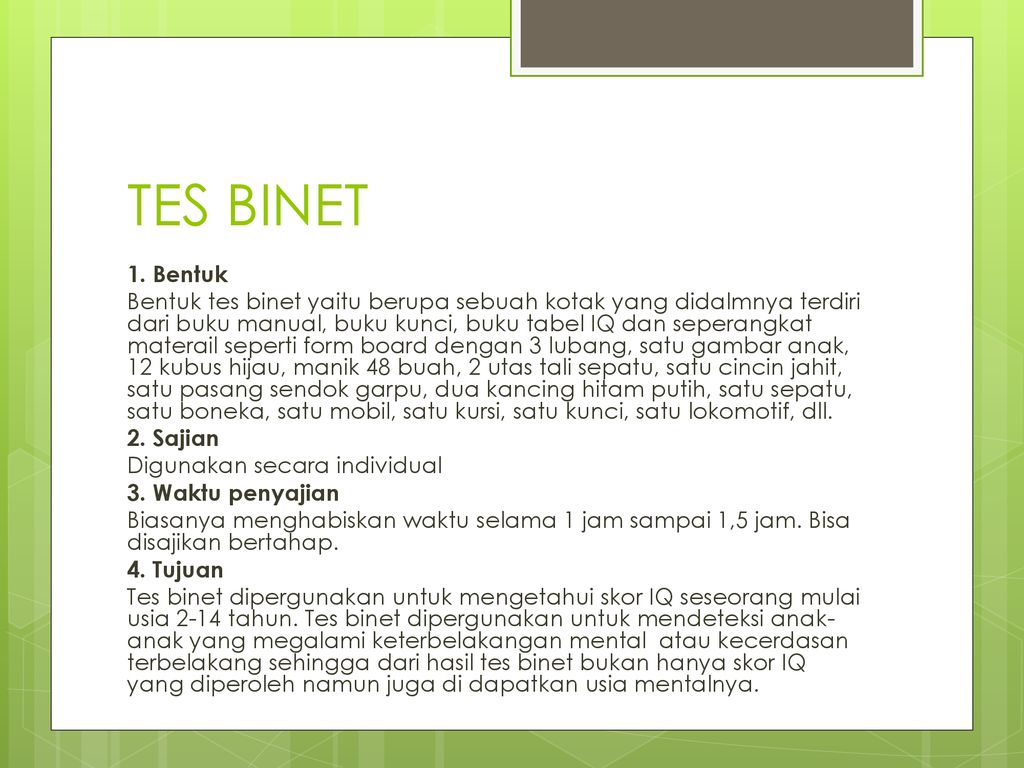 Detail Contoh Tes Binet Nomer 2