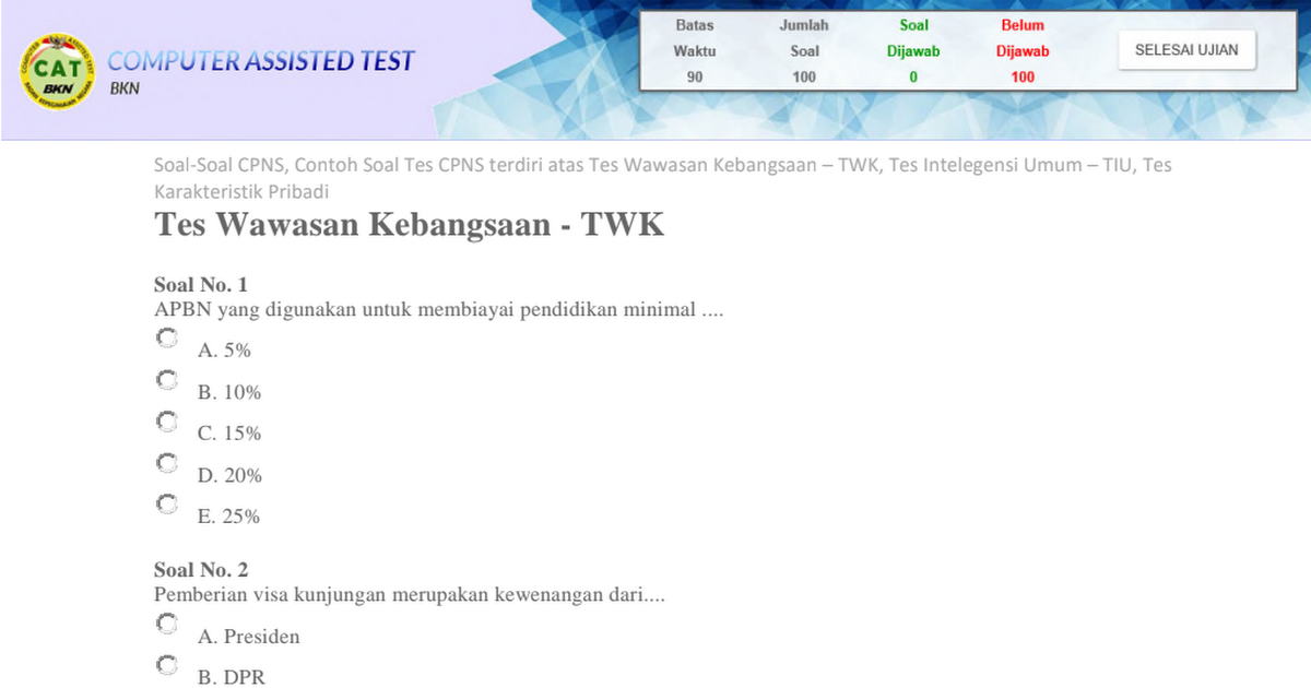 Detail Contoh Tes Cpns Nomer 3