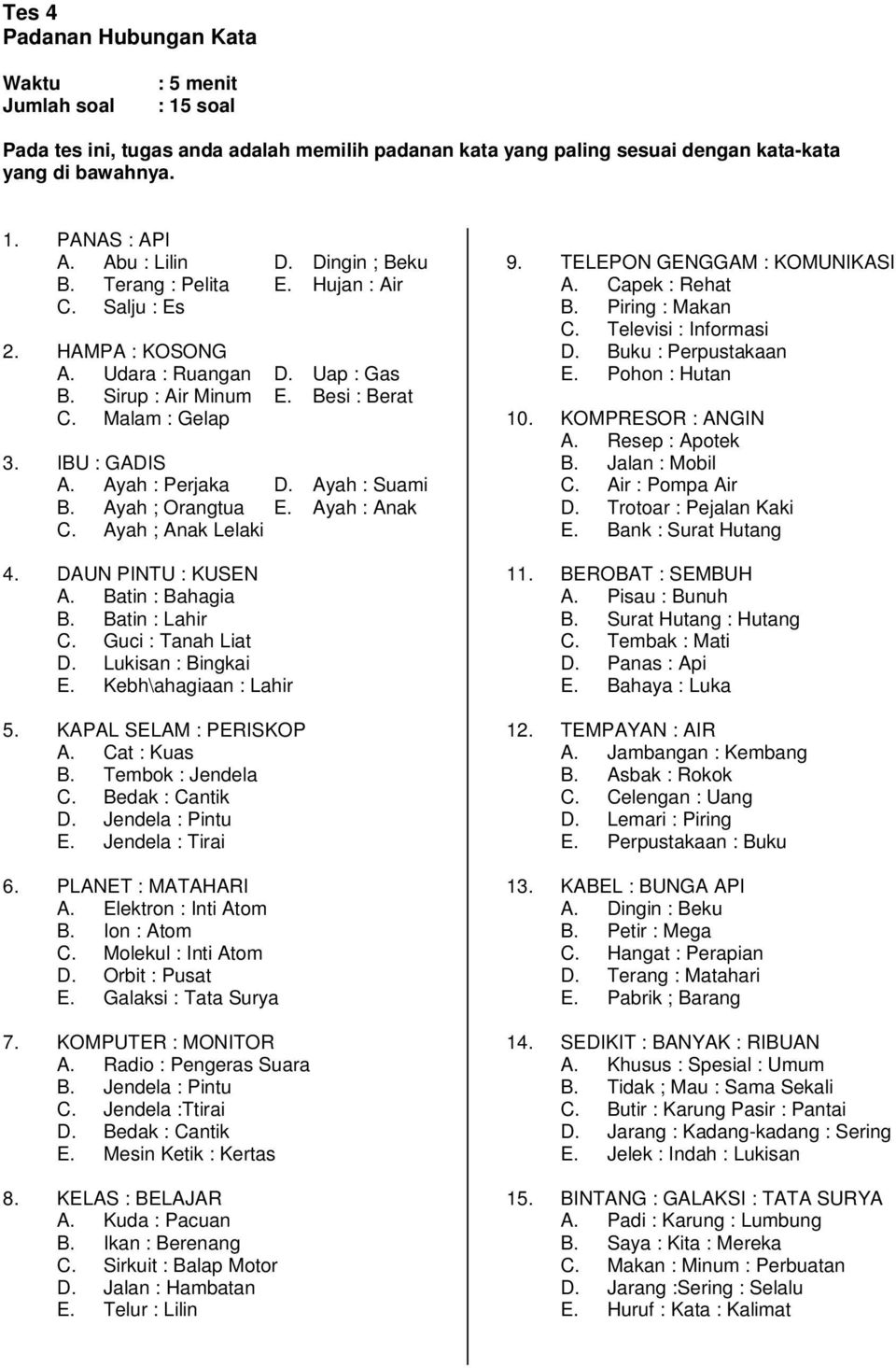 Detail Contoh Tes Skolastik Nomer 14