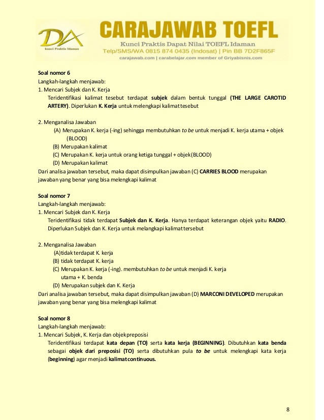 Detail Contoh Tes Toefl Nomer 8