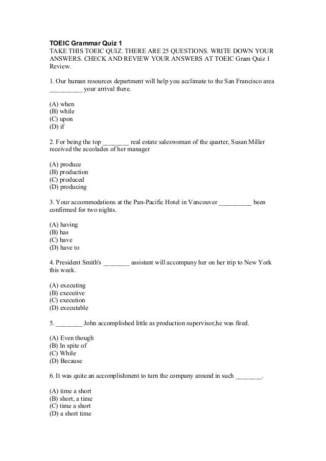 Contoh Tes Toeic - KibrisPDR