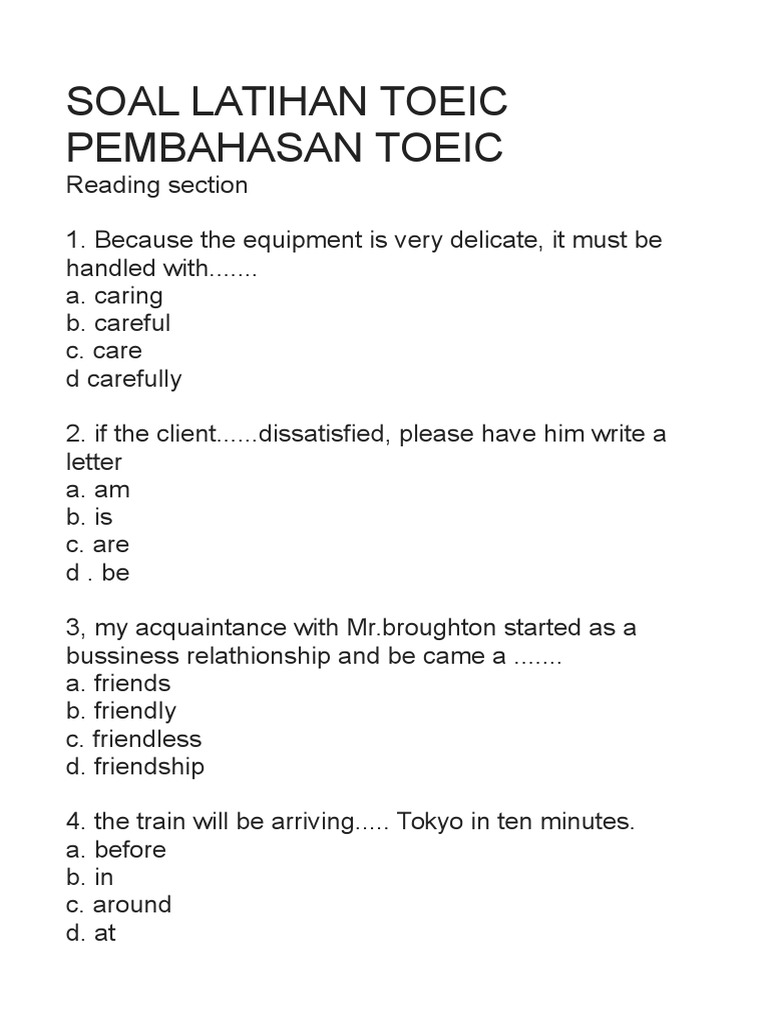 Detail Contoh Tes Toeic Nomer 6