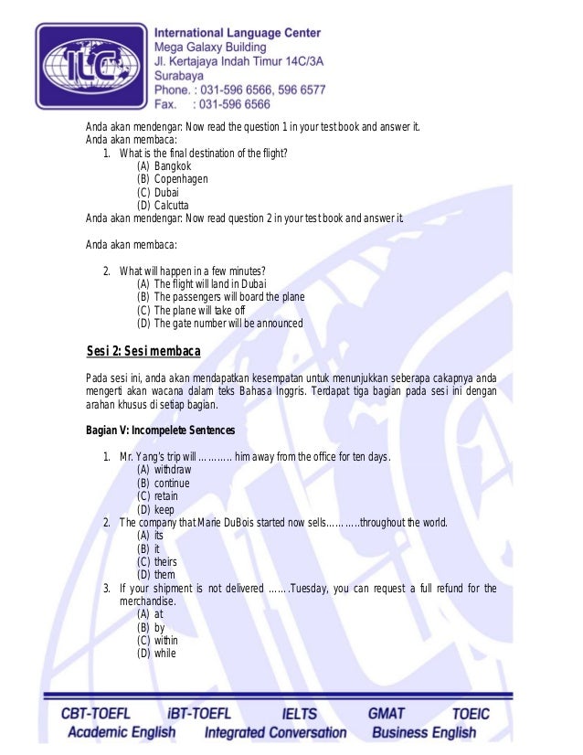 Detail Contoh Tes Toeic Nomer 8