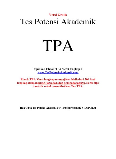 Detail Contoh Tes Tpa Nomer 5