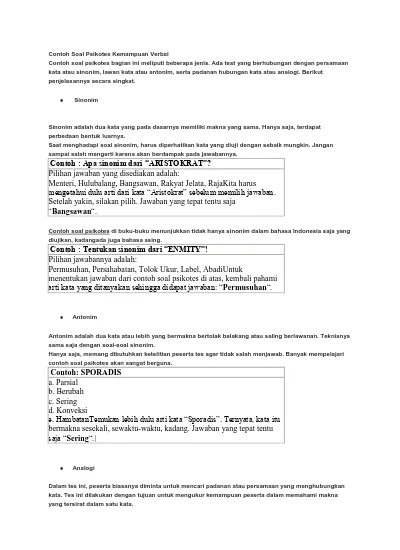 Detail Contoh Tes Verbal Nomer 45