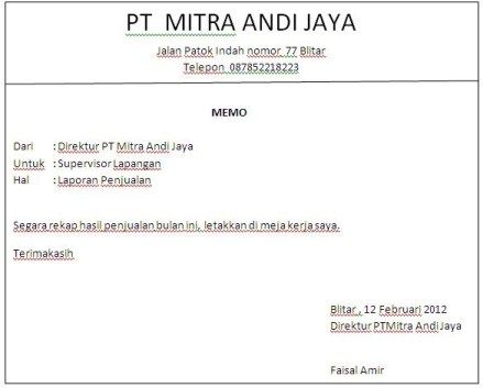 Detail Contoh Text Memo Nomer 10