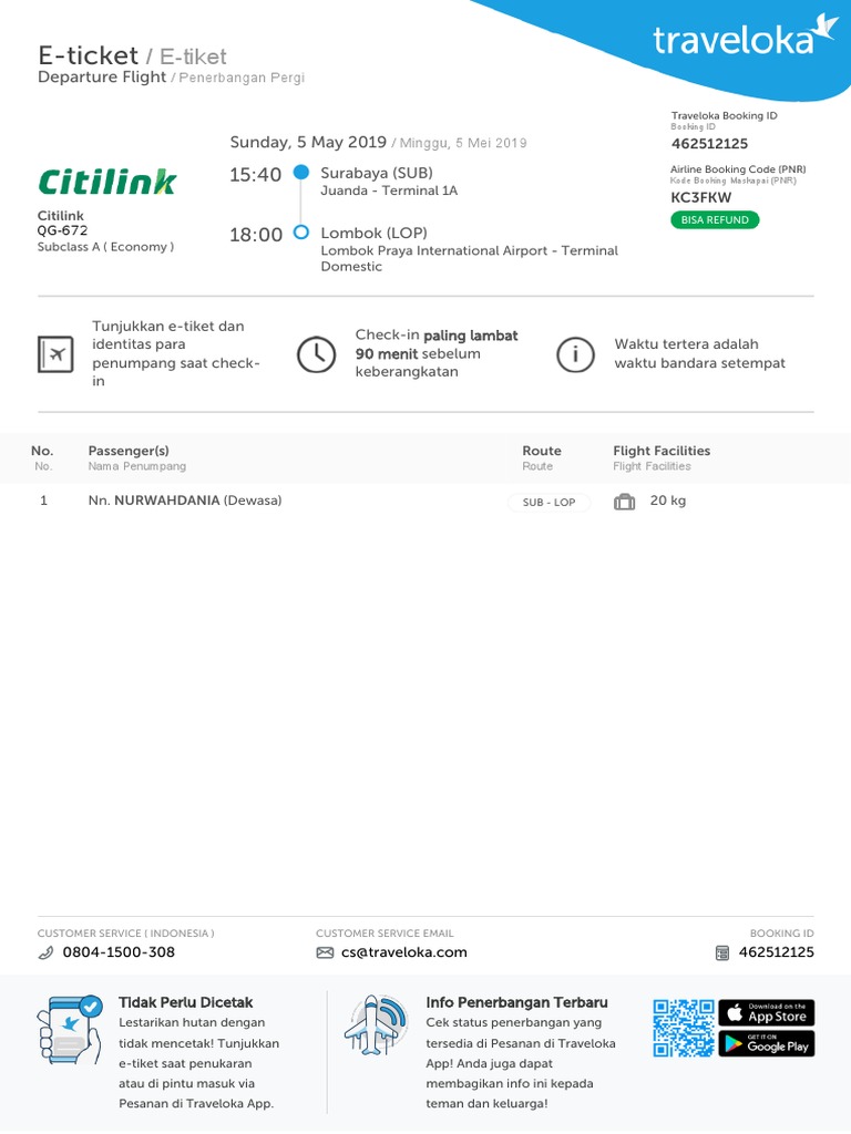 Detail Contoh Tiket Pesawat Nomer 30