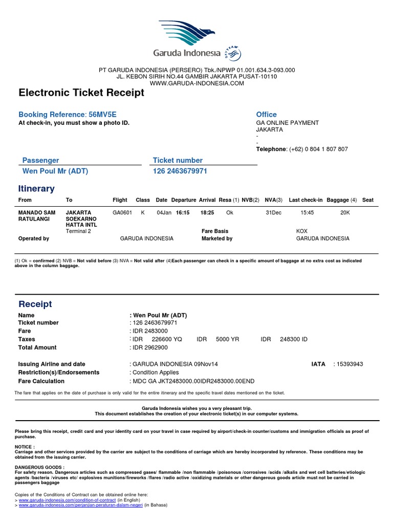 Detail Contoh Tiket Pesawat Garuda Indonesia Nomer 10