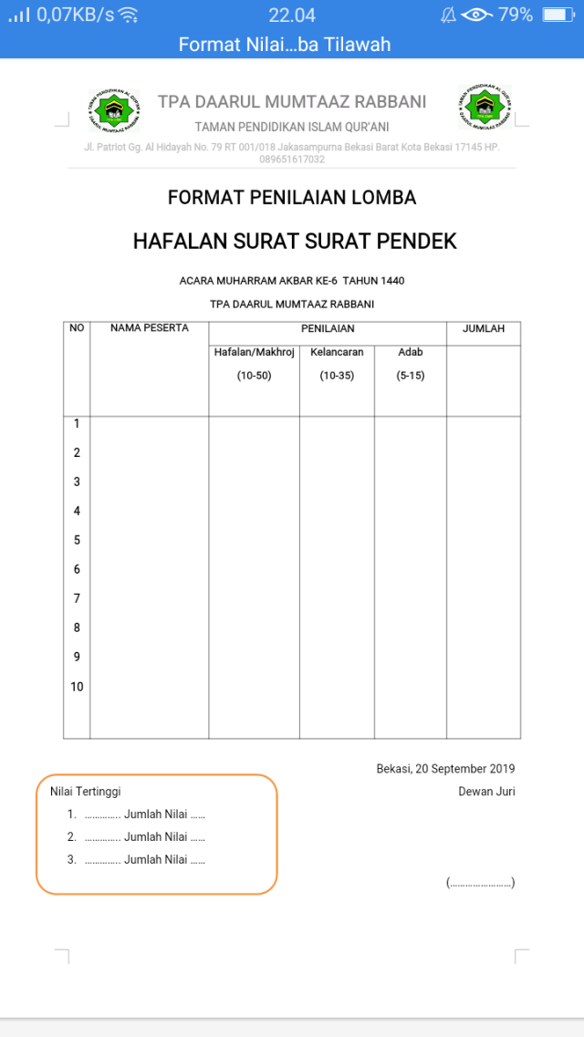 Detail Contoh Tilawah Singkat Nomer 8