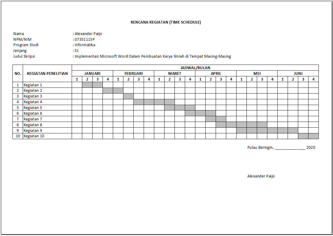Time Schedule Proyek