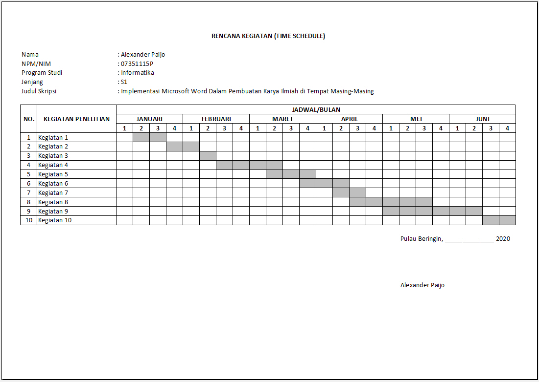 Contoh Time Table - KibrisPDR