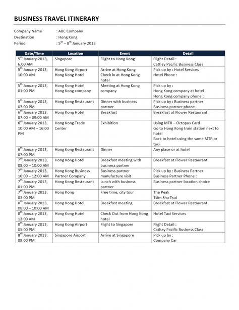 Contoh Tour Itinerary - 52+ Koleksi Gambar