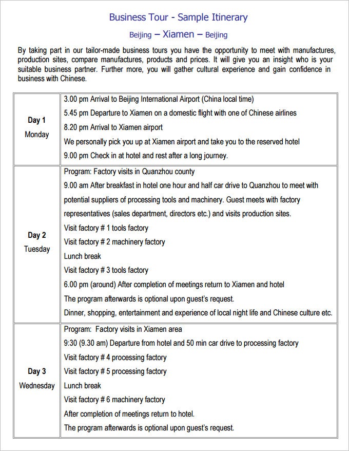 Detail Contoh Tour Itinerary Nomer 48