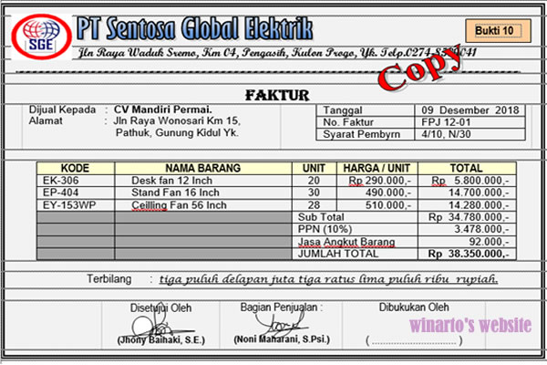 Detail Contoh Transaksi Penjualan Kredit Nomer 11