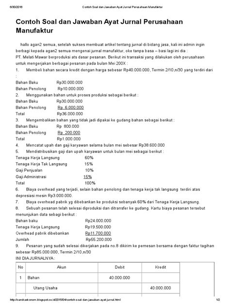 Detail Contoh Transaksi Perusahaan Manufaktur Nomer 30