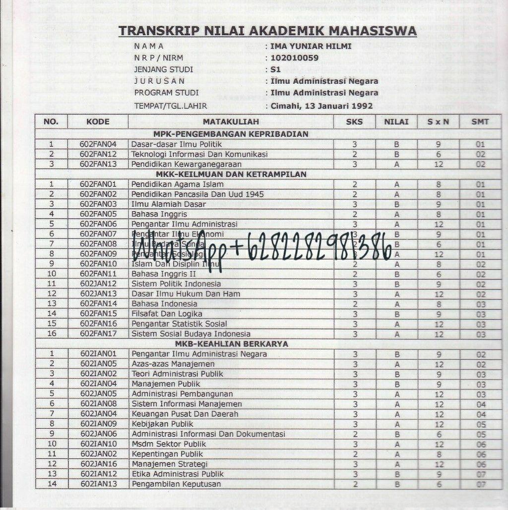 Detail Contoh Transkrip Nilai Nomer 34