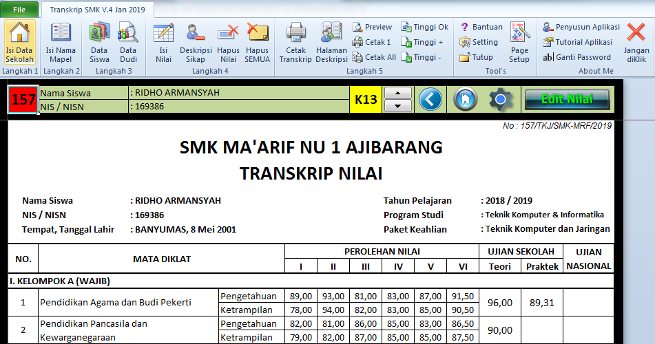 Detail Contoh Transkrip Nilai Nomer 45