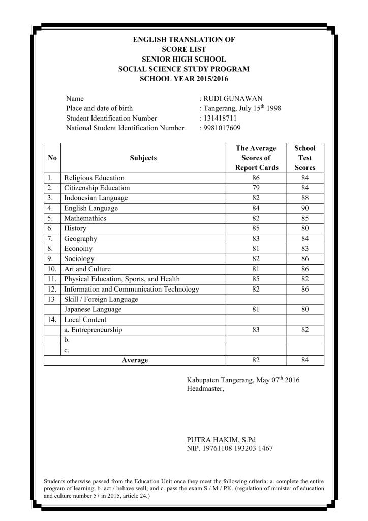 Detail Contoh Transkrip Nilai Sma 2019 Nomer 30