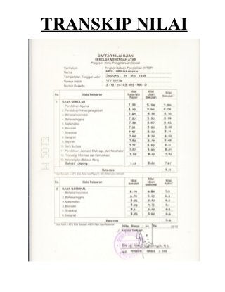 Detail Contoh Transkrip Nilai Sma 2019 Nomer 6