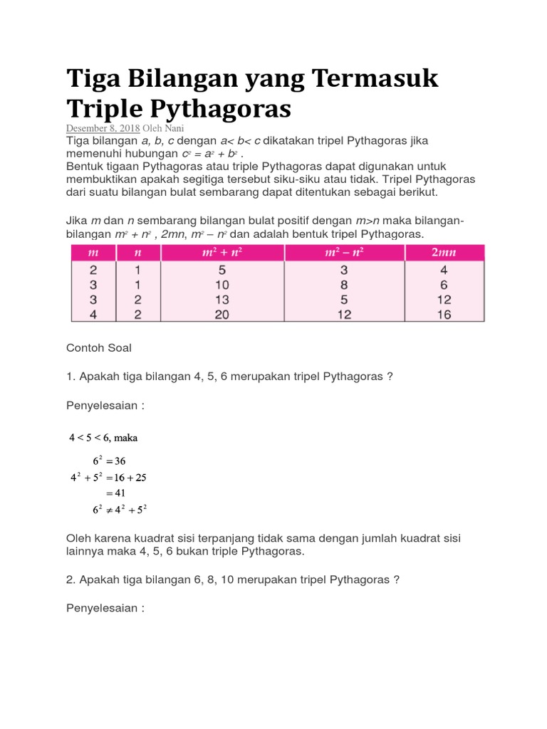 Detail Contoh Tripel Pythagoras Nomer 25