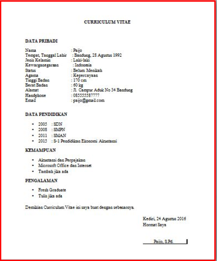 Detail Contoh Tulisan Daftar Riwayat Hidup Nomer 5