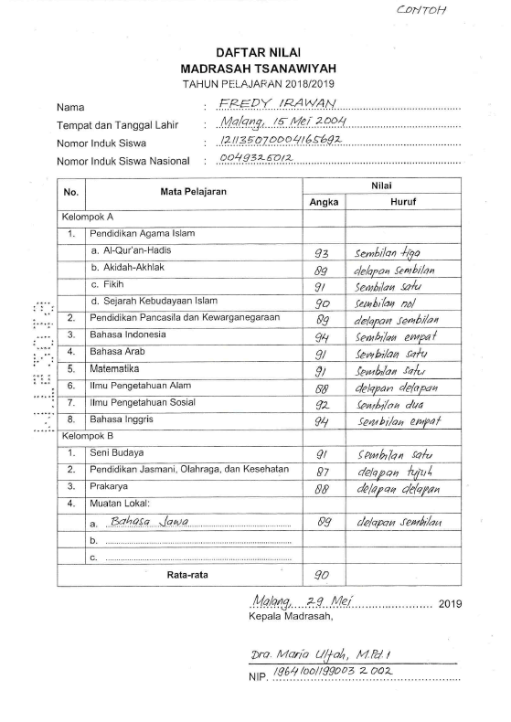 Detail Contoh Tulisan Ijazah Nomer 52