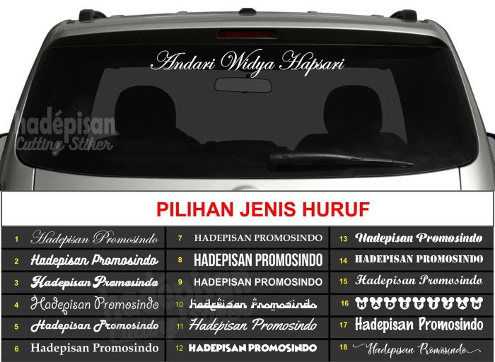 Detail Contoh Tulisan Stiker Kaca Belakang Mobil Nomer 12