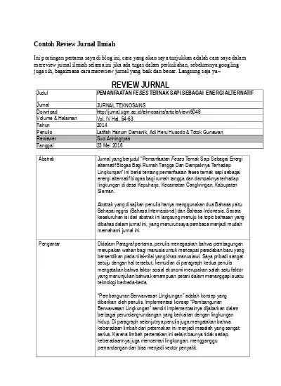 Detail Contoh Ulasan Jurnal Nomer 7