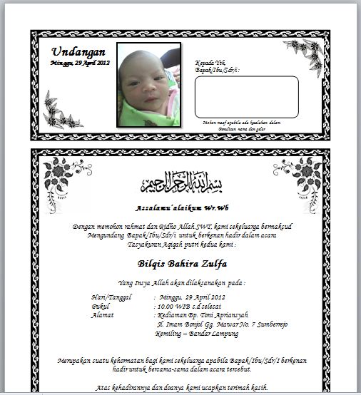 Contoh Undangan 40 Hari Bayi - KibrisPDR