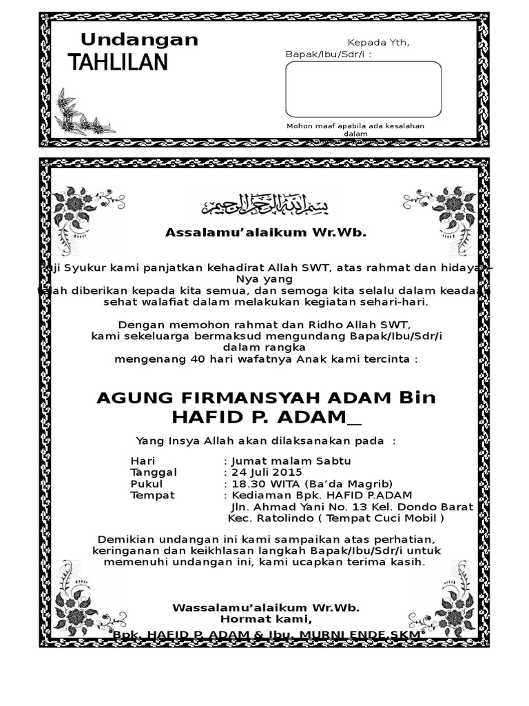 Detail Contoh Undangan 40 Hari Bayi Nomer 19