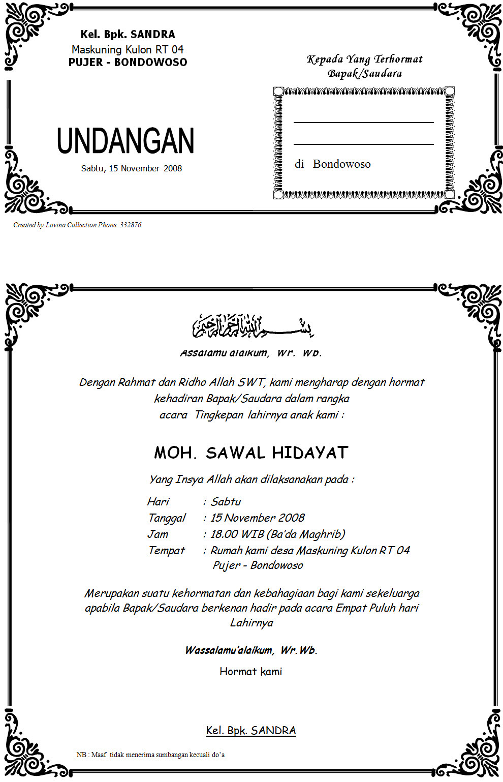 Detail Contoh Undangan 40 Hari Bayi Nomer 29