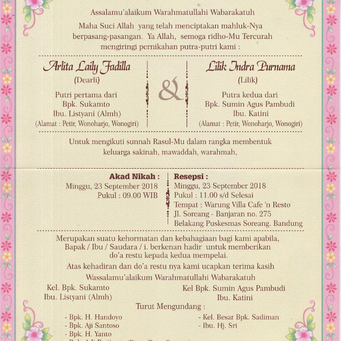 Detail Contoh Undangan Akad Nikah Saja Nomer 45