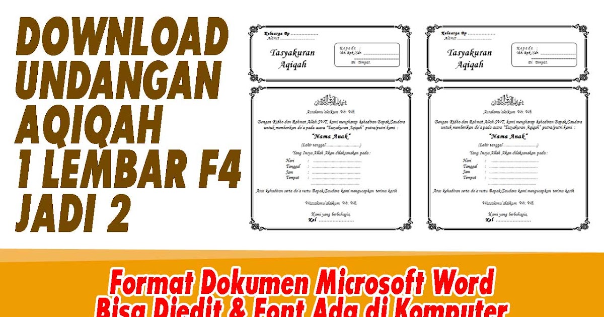 Detail Contoh Undangan Aqiqah Anak Ms Word Nomer 20