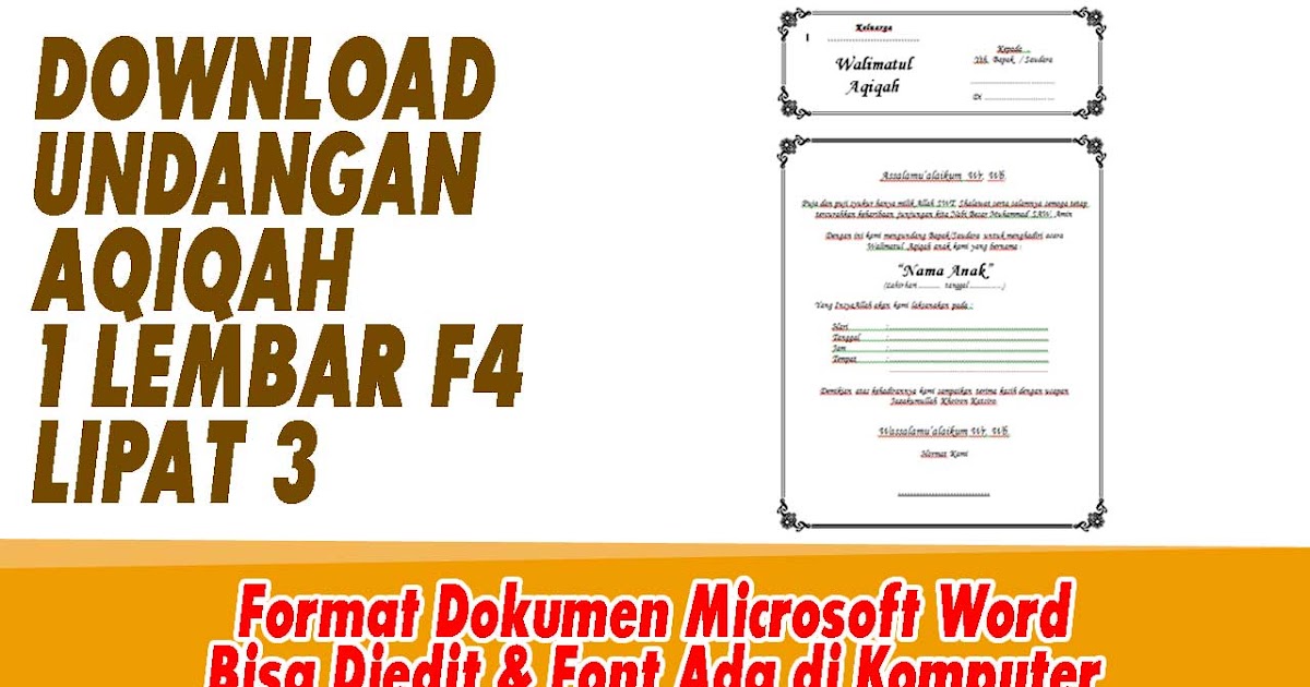 Detail Contoh Undangan Aqiqah Anak Ms Word Nomer 44