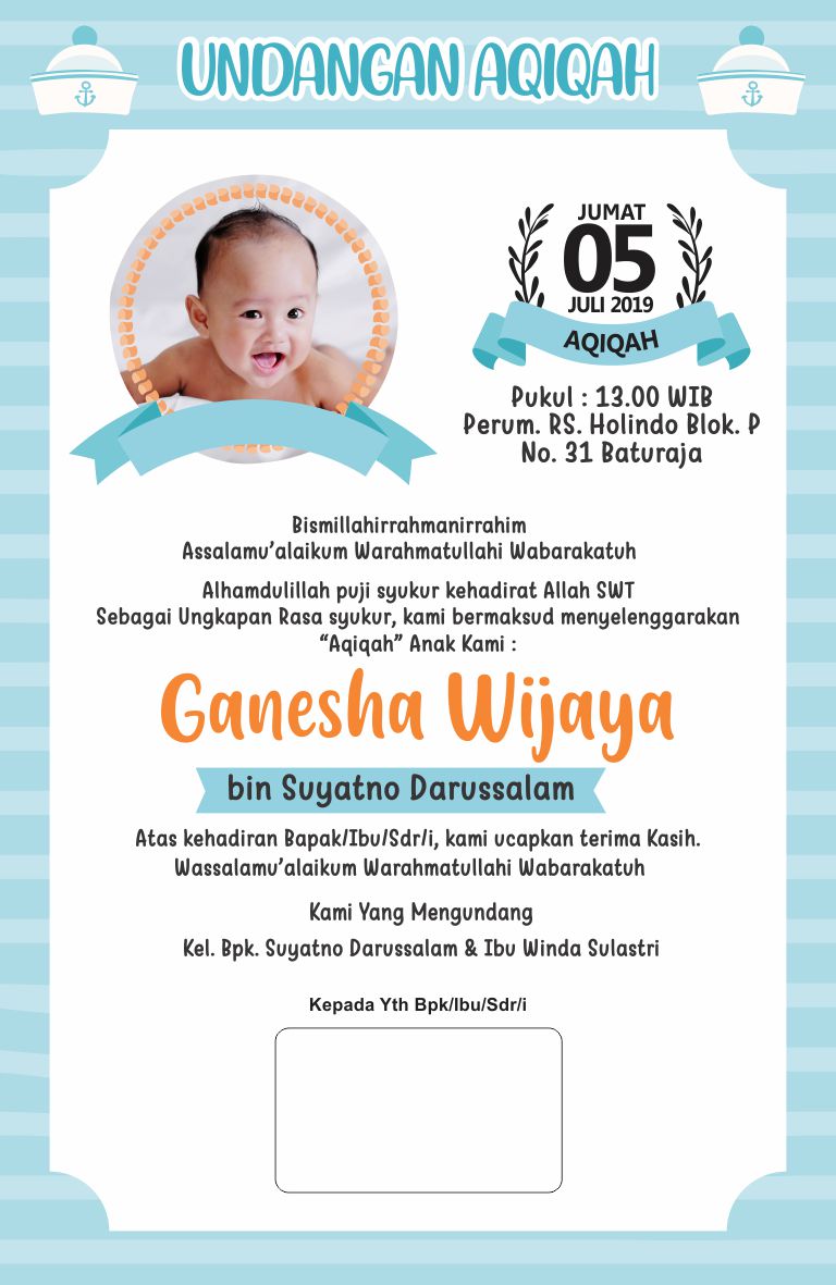 Detail Contoh Undangan Aqiqah Coreldraw Nomer 4