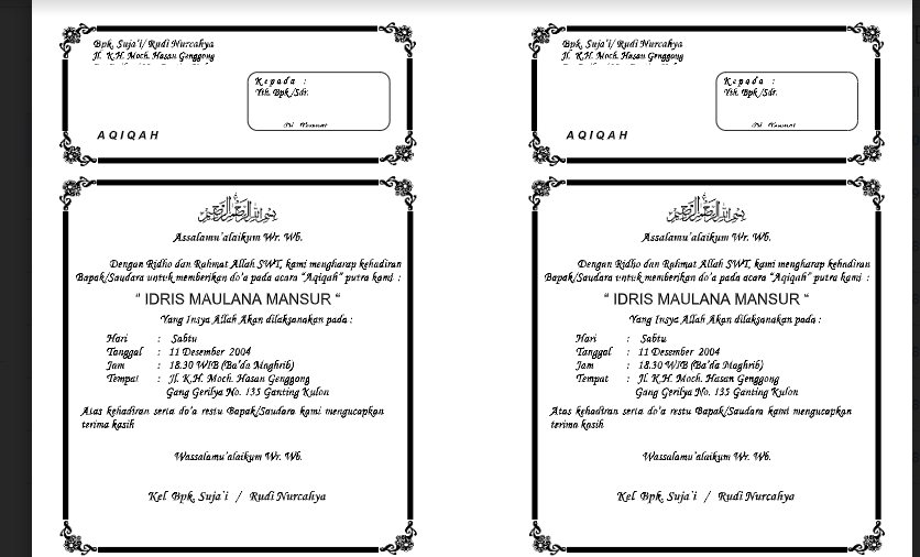 Detail Contoh Undangan Aqiqahan Nomer 37