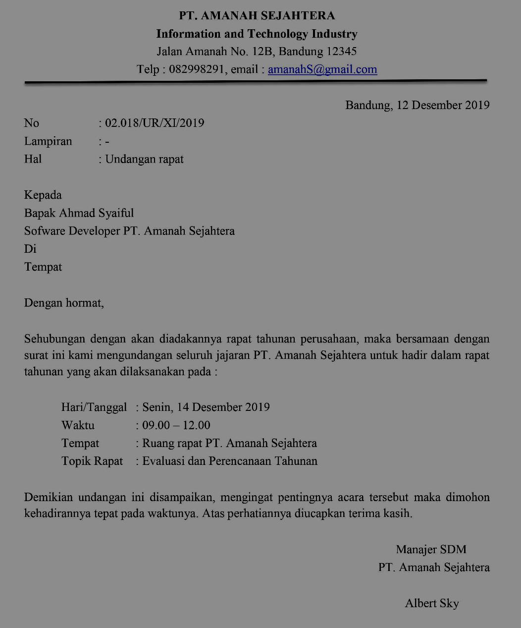 Detail Contoh Undangan Formal Koleksi Nomer 23