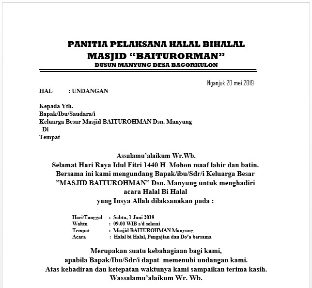 Detail Contoh Undangan Halal Bihalal Idul Fitri Nomer 14