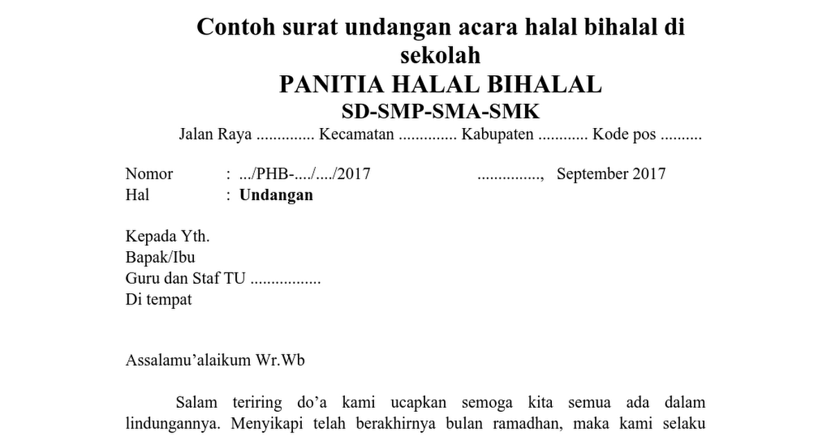 Detail Contoh Undangan Halal Bihalal Idul Fitri Nomer 37