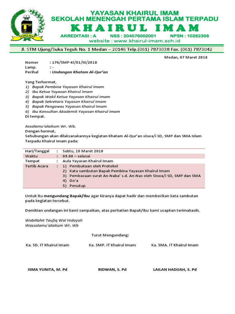 Detail Contoh Undangan Khatam Quran Nomer 41